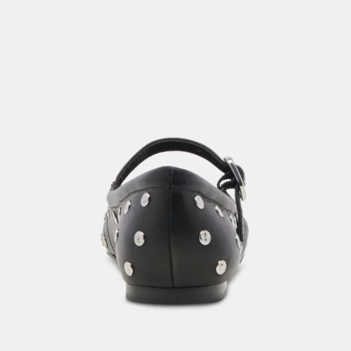 REYES STUD BALLET FLATS BLACK LEATHER