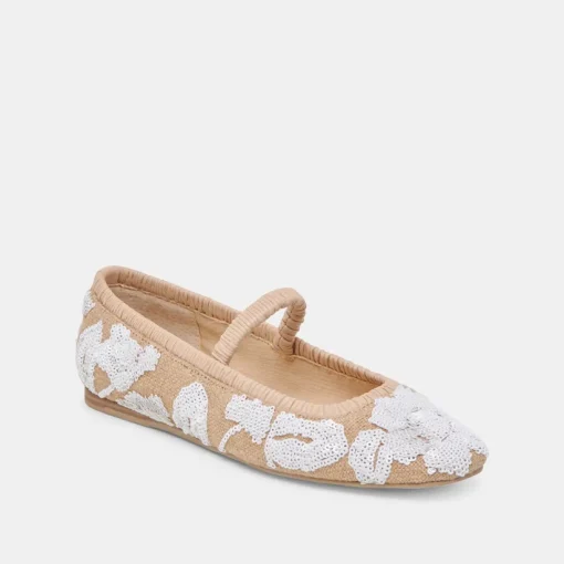 RHODIE BALLET FLATS NATURAL MULTI FLORAL SEQUIN