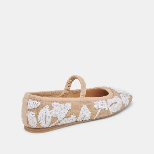 RHODIE BALLET FLATS NATURAL MULTI FLORAL SEQUIN