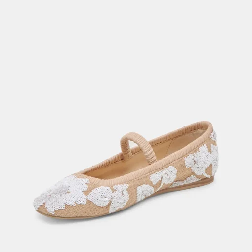 RHODIE BALLET FLATS NATURAL MULTI FLORAL SEQUIN