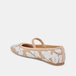 RHODIE BALLET FLATS NATURAL MULTI FLORAL SEQUIN