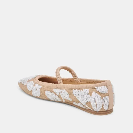 RHODIE BALLET FLATS NATURAL MULTI FLORAL SEQUIN