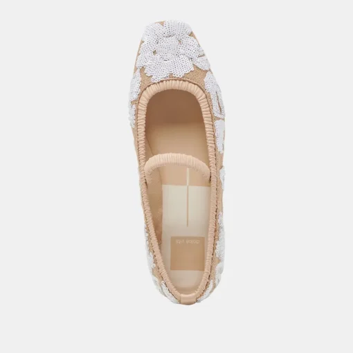 RHODIE BALLET FLATS NATURAL MULTI FLORAL SEQUIN