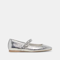 RODNI BALLET FLATS SILVER DISTRESSED LEATHER