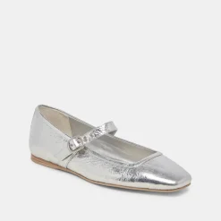 RODNI BALLET FLATS SILVER DISTRESSED LEATHER