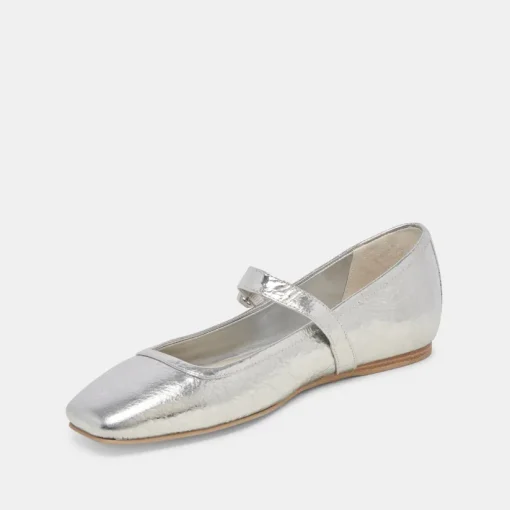 RODNI BALLET FLATS SILVER DISTRESSED LEATHER