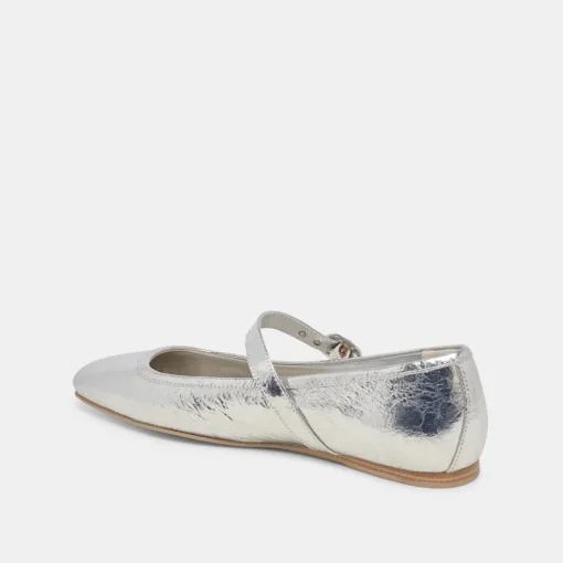 RODNI BALLET FLATS SILVER DISTRESSED LEATHER