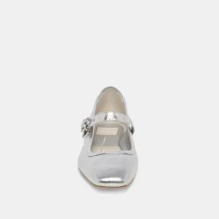 RODNI BALLET FLATS SILVER DISTRESSED LEATHER