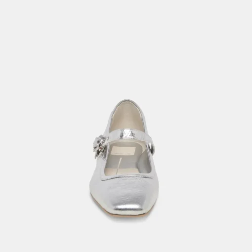 RODNI BALLET FLATS SILVER DISTRESSED LEATHER