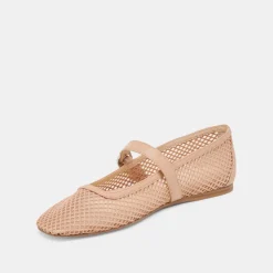 RODNI MESH BALLET FLATS LIGHT TAN WOVEN MESH