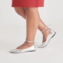 RYDER BALLET FLATS SILVER DISTRESSED LEATHER