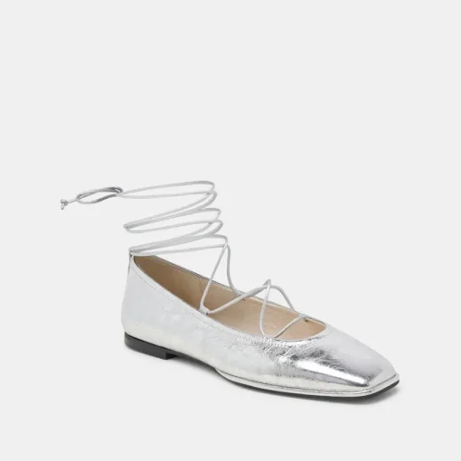 RYDER BALLET FLATS SILVER DISTRESSED LEATHER