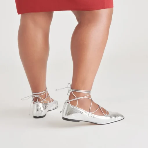 RYDER BALLET FLATS SILVER DISTRESSED LEATHER