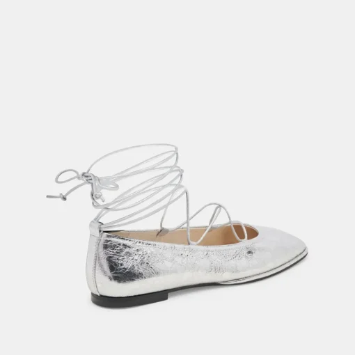 RYDER BALLET FLATS SILVER DISTRESSED LEATHER