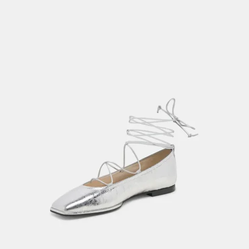 RYDER BALLET FLATS SILVER DISTRESSED LEATHER