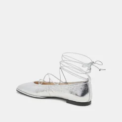 RYDER BALLET FLATS SILVER DISTRESSED LEATHER