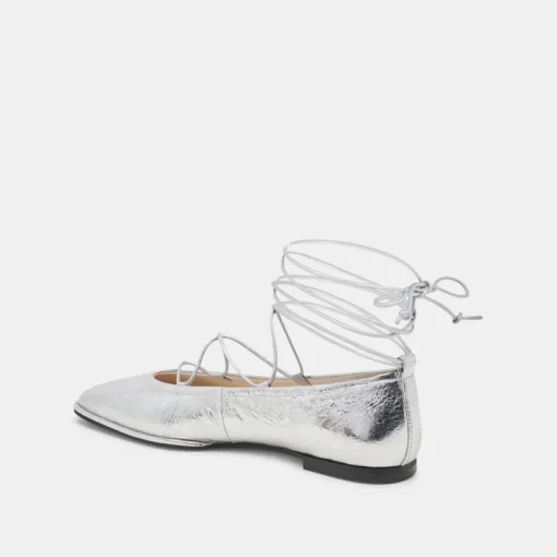 RYDER BALLET FLATS SILVER DISTRESSED LEATHER