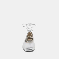 RYDER BALLET FLATS SILVER DISTRESSED LEATHER