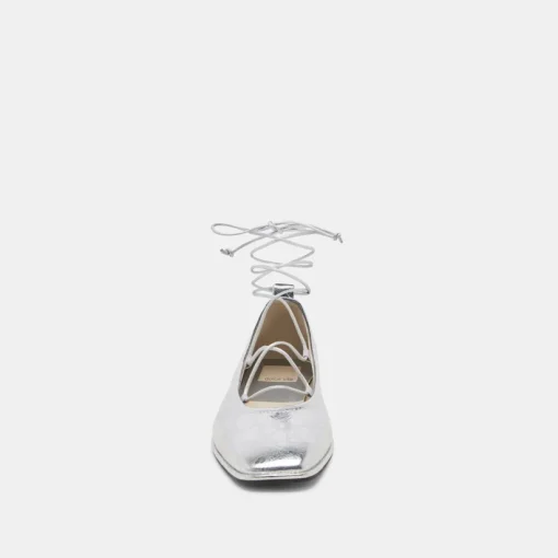 RYDER BALLET FLATS SILVER DISTRESSED LEATHER