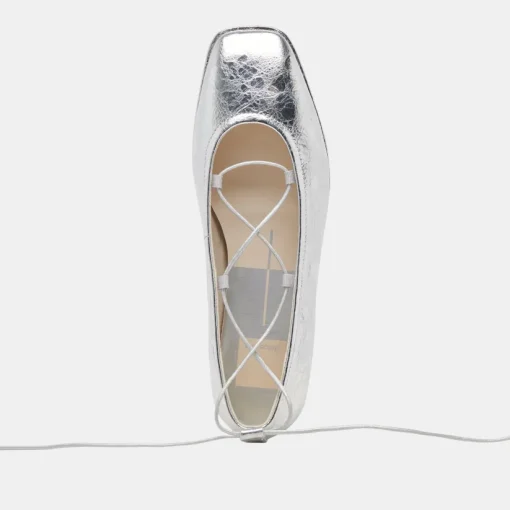 RYDER BALLET FLATS SILVER DISTRESSED LEATHER