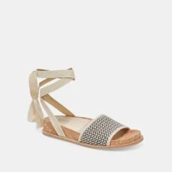 SALACY SANDALS BLACK NATURAL RAFFIA