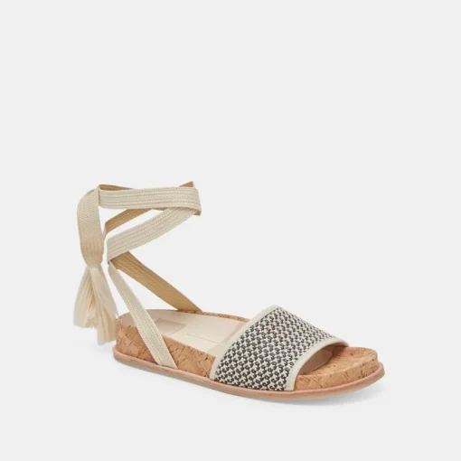 SALACY SANDALS BLACK NATURAL RAFFIA