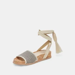 SALACY SANDALS BLACK NATURAL RAFFIA