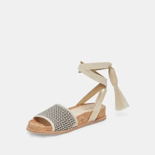 SALACY SANDALS BLACK NATURAL RAFFIA