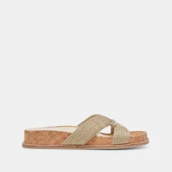 SELDA SANDALS GOLD RAFFIA