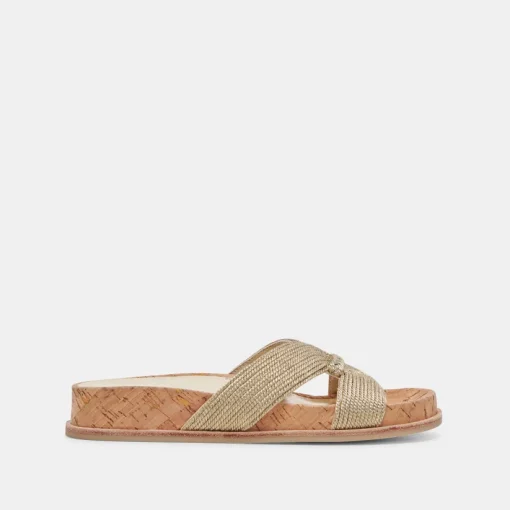 SELDA SANDALS GOLD RAFFIA