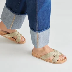 SELDA SANDALS GOLD RAFFIA