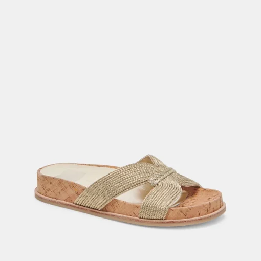 SELDA SANDALS GOLD RAFFIA