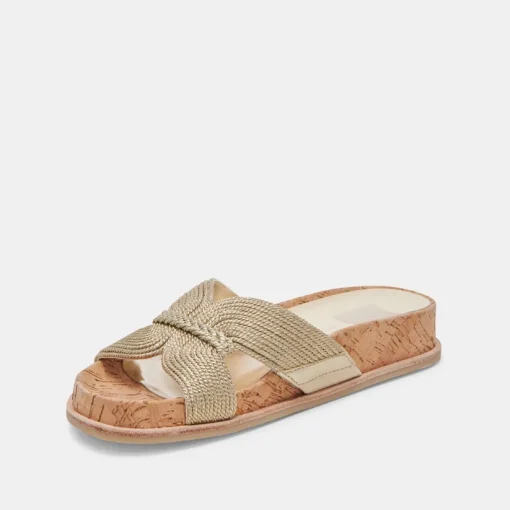 SELDA SANDALS GOLD RAFFIA