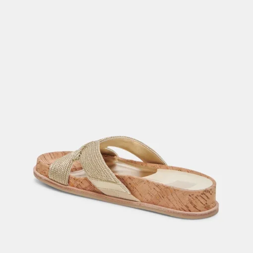 SELDA SANDALS GOLD RAFFIA