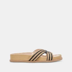 SELDA WIDE SANDALS NATURAL BLACK RAFFIA