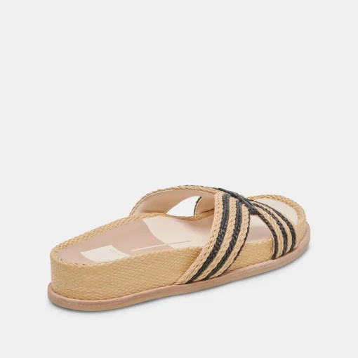 SELDA WIDE SANDALS NATURAL BLACK RAFFIA