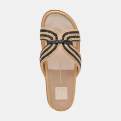 SELDA WIDE SANDALS NATURAL BLACK RAFFIA