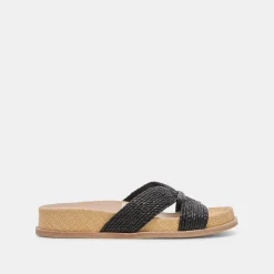 SELDA WIDE SANDALS ONYX RAFFIA