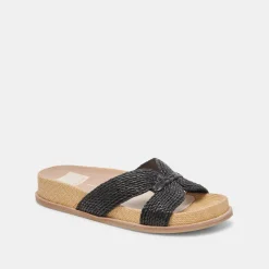 SELDA WIDE SANDALS ONYX RAFFIA