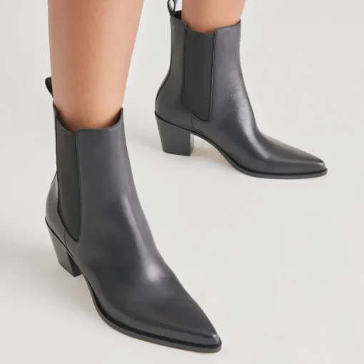 SHADIE H2O WIDE BOOTIES BLACK LEATHER
