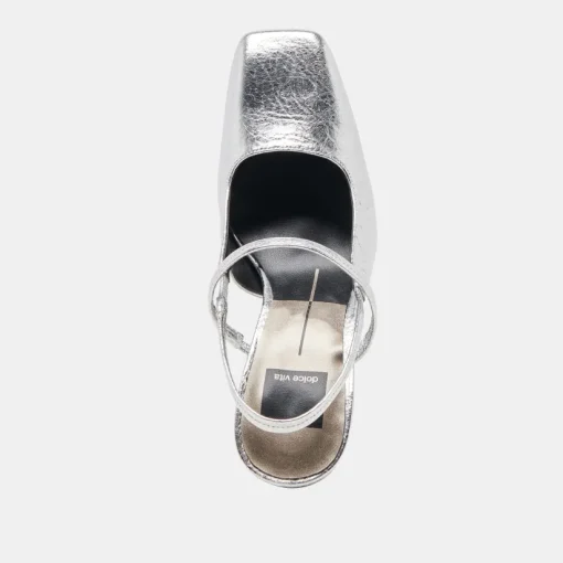 SOYER HEELS SILVER DISTRESSED LEATHER