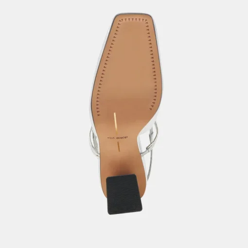 SOYER HEELS SILVER DISTRESSED LEATHER