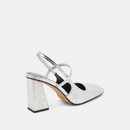 SOYER HEELS SILVER DISTRESSED LEATHER