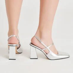 SOYER HEELS SILVER DISTRESSED LEATHER