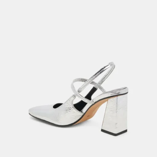 SOYER HEELS SILVER DISTRESSED LEATHER