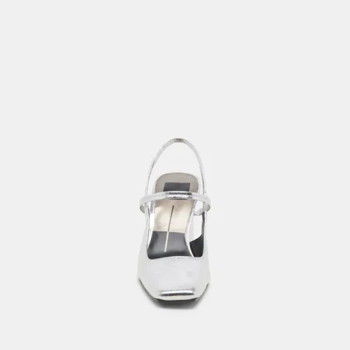 SOYER HEELS SILVER DISTRESSED LEATHER