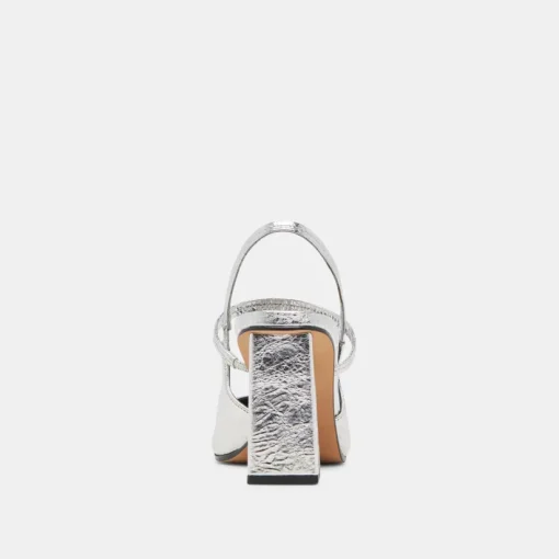 SOYER HEELS SILVER DISTRESSED LEATHER