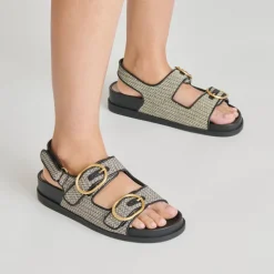 STARLA SANDALS BLACK MULTI WOVEN