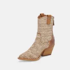 TEXIN BOOTIES BROWN MULTI RAFFIA