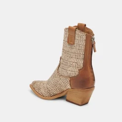 TEXIN BOOTIES BROWN MULTI RAFFIA